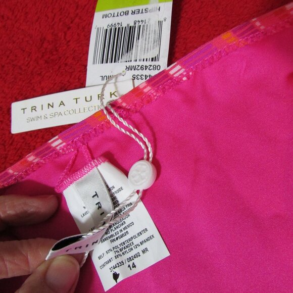 Trina Turk Swim Bottoms Hipster Pink Stripes Bathing Suit - Picture 5 of 6